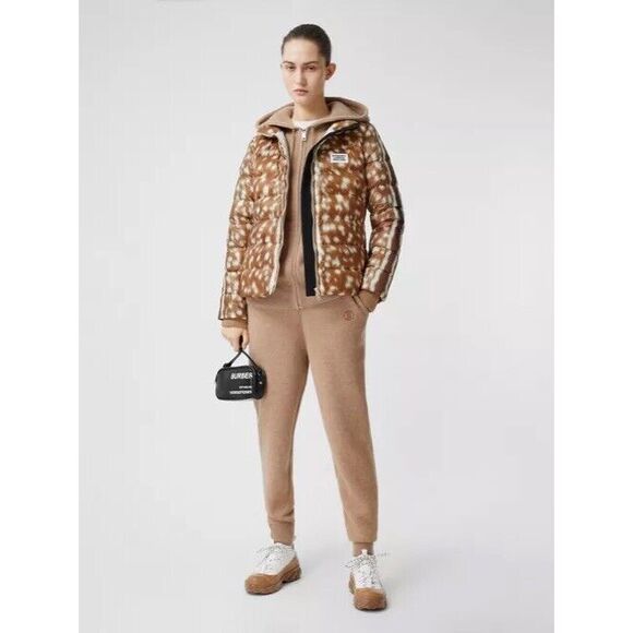 Burberry Colinton Deer Print Down Light Puffer Jacket Honey Size XS NWT $1290 - Picture 1 of 12